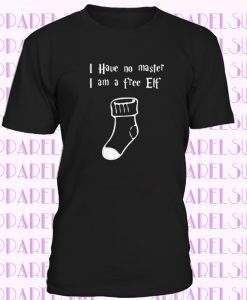 I HAVE NO MASTER I AM A FREE ELF HARRY POTTER FUNNY FULL COLOUR COTTON T SHIRT