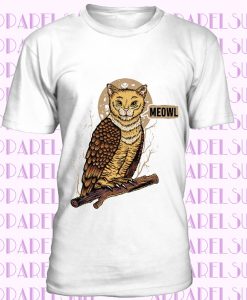 Long Sleeve Shirt, Funny Cat T Shirt, Meowl Tshirt, Printed on American Apparel, Cat Owl Tshirt Animal Hybrid Catowl