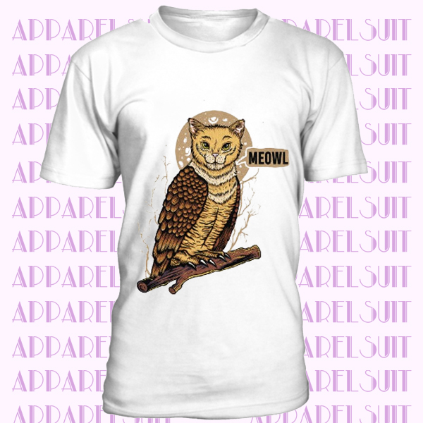 Long Sleeve Shirt, Funny Cat T Shirt, Meowl Tshirt, Printed on American Apparel, Cat Owl Tshirt Animal Hybrid Catowl