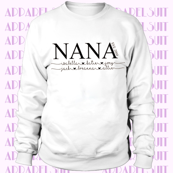 Nana Sweatshirt, Established Sweatshirt, Nana Hooded Sweatshirt, Nana Hoodie Sweatshirt, Mother's Day Sweatshirt, Customized Nana Sweatshirt