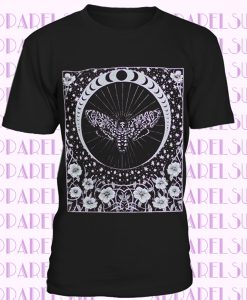 Nouveau Death's Head Moth and Moon Unisex Black T-Shirt