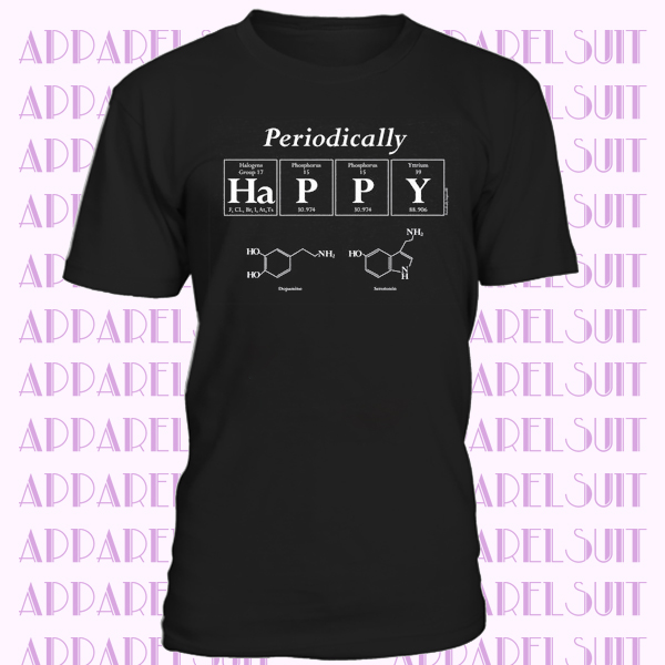 Periodic Table Inspired PERIODICALLY HAPPY Men's T-Shirt - Periodic Table Themed Guy's Tee by Periodically Inspired (Charcoal Gray)