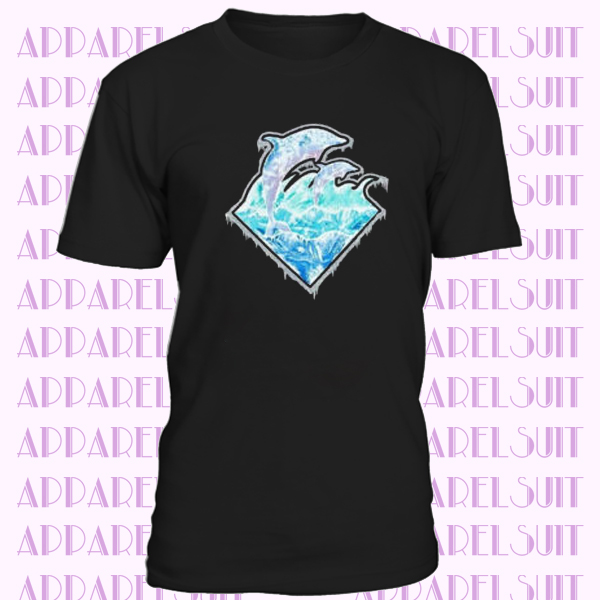 Pink Dolphin Men's Frozen Waves Premium Short Sleeve T Shirt Black Clothing Appa