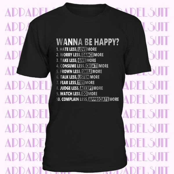 Rules To be Happy T-shirt, Funny Womens Tee, Tumblr Sayings Shirt, Quote Graphic Tees, Cute Retro Tshirt