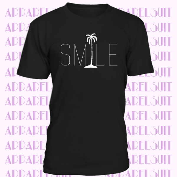 Uomo Sorriso Palme Grafico Tee Spiaggia Bum Oceano Grafico lungo Uomo T Shirt
