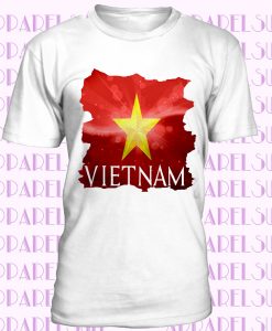 Vietnam flag white t shirt top tee country design - mens womens