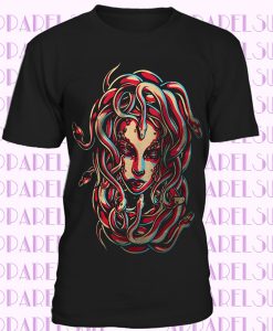 Wellcoda Medusa Queen Snake Mens Long Sleeve T-shirt, Viper Graphic Design