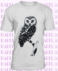 Womens OWL vintage soft -hand screen printed T Shirt
