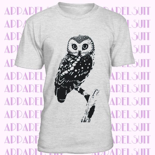 Womens OWL vintage soft -hand screen printed T Shirt