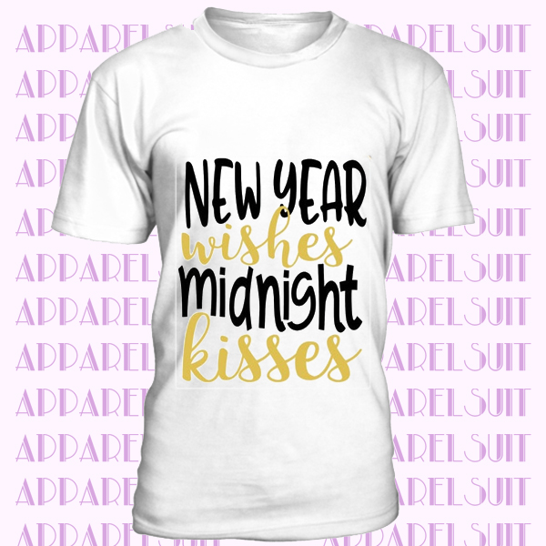 new year wishes midnight kisses t-shirt, kids new years shirt, adult new years eve party shirt, black and gold tee,new year's crew