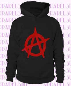 COOL ANARCY SYMBOL FUNNY BLACK UNISExX HOODIE