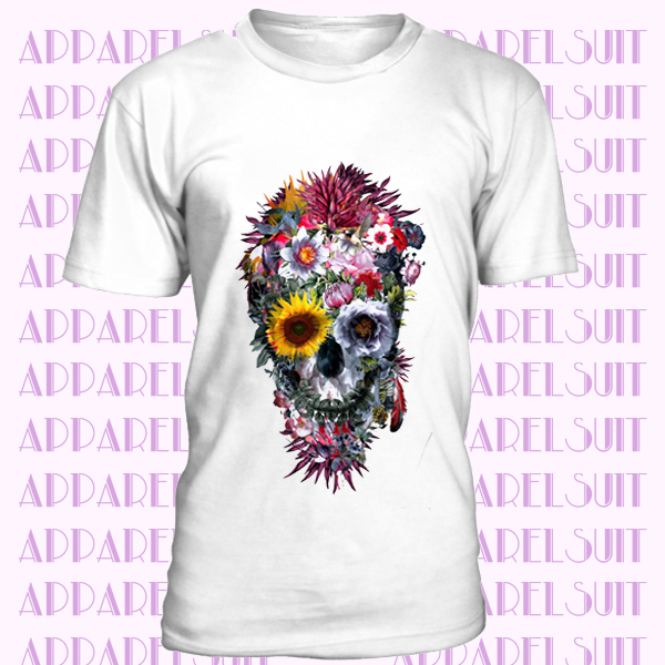 Floral Skull Printed Men's Summer T-Shirt