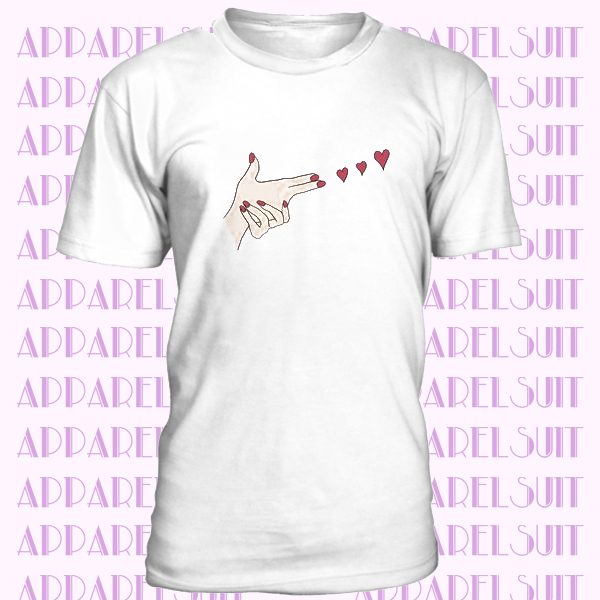 Heart Gun Hand gun with hearts Drawing T shirt, Love Heart T shirt