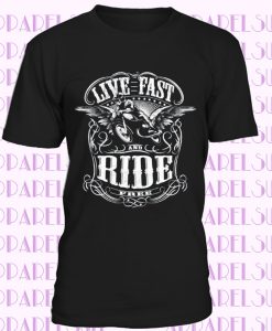 Live Fast Ride Free Herren Lustiges Biker T-Shirt