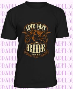 Live Fast Ride Free Herren Lustiges Biker T-Shirt Motorrad Bike Indianer