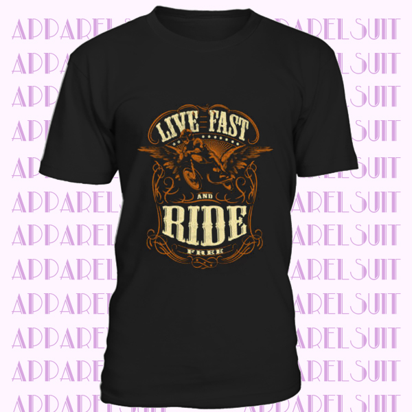 Live Fast Ride Free Herren Lustiges Biker T-Shirt Motorrad Bike Indianer