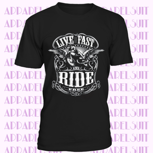 Live Fast Ride Free Herren Lustiges Biker T-Shirt