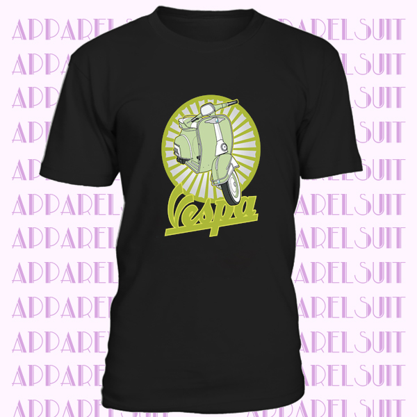 Mens Cotton T-Shirt, Retro Vespa Lime Ideal Birthday Present or Gift