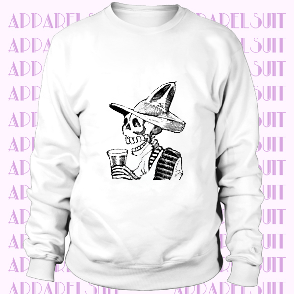 Retro Mexican Skeleton Drinking Beer Sweatshirt