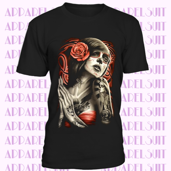 Rock Eagle Santa Muerte with Red Rose Herren T-Shirt