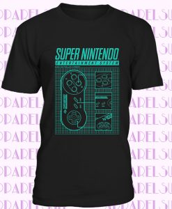 Super Nintendo Controller Pad Blueprint Official Nintendo SNES Black Men T-shirt