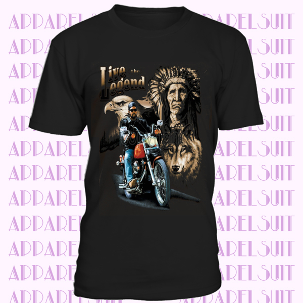 T-Shirt Marron HD V Twin Motard Chopper-&oldschooldruck Modèle Live The Légende