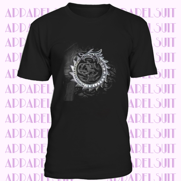 T-shirt black Alchemy Gothic Jormungand Dragon Celtic Viking Celtique Gothique