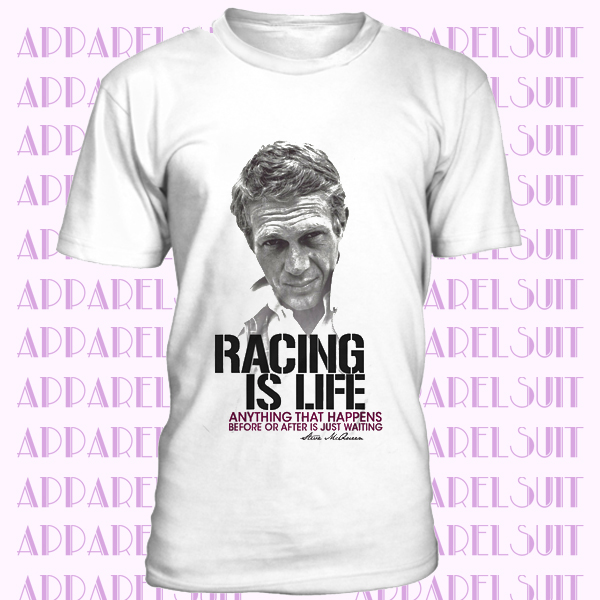 T-shirt uomo Steve McQueen Racing is Life La grande fuga I magnifici sette