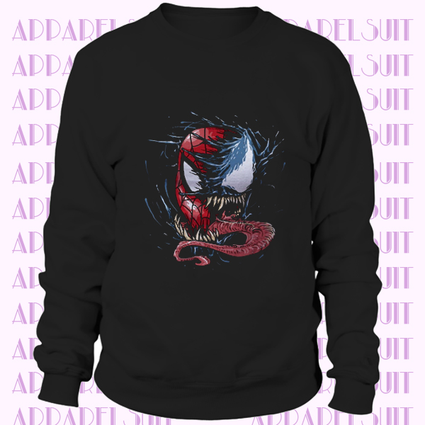 Venom Spiderman Split Face TF Parody Mashup Comedy Sweatshirt