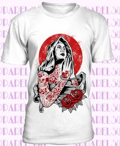 Virgin Mary T-Shirt Tatouage Tatoué Alternative Manche Courte Baseball