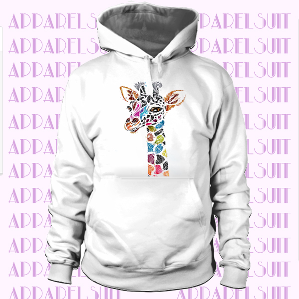 Women's Hoodie With Giraffe Colourful Ethnic