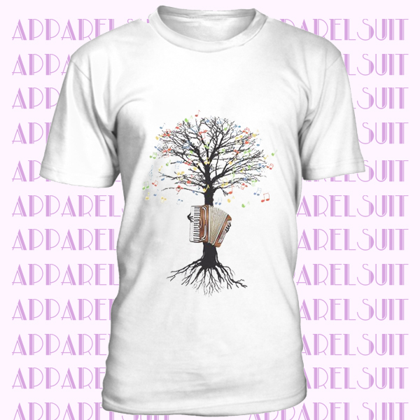 Accordion T-shirt Musical Tree Accordionist in all sizes