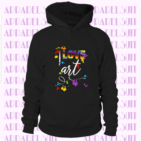 Art Teacher & Students Hoodie,I Love Art With Paint Splats Hoodie