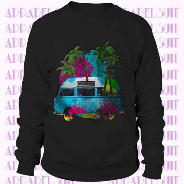 Hippie Car Summer Womens Palm Casual