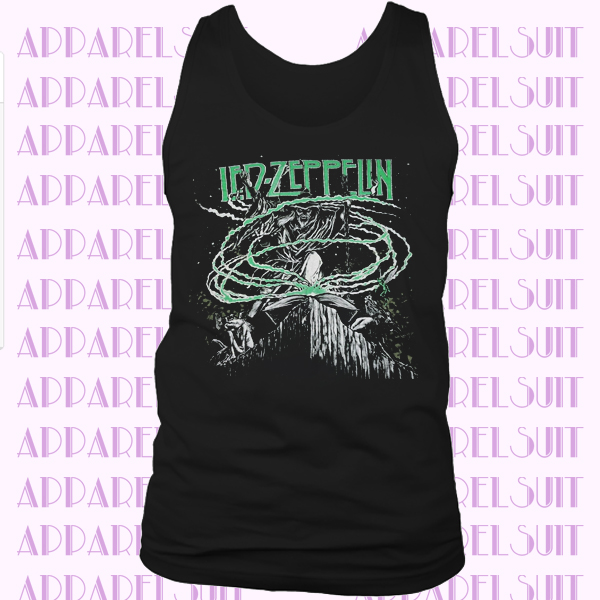 Vtg Led Zeppelin Mens Black Green Wizard Myth Gem Distressed 1992