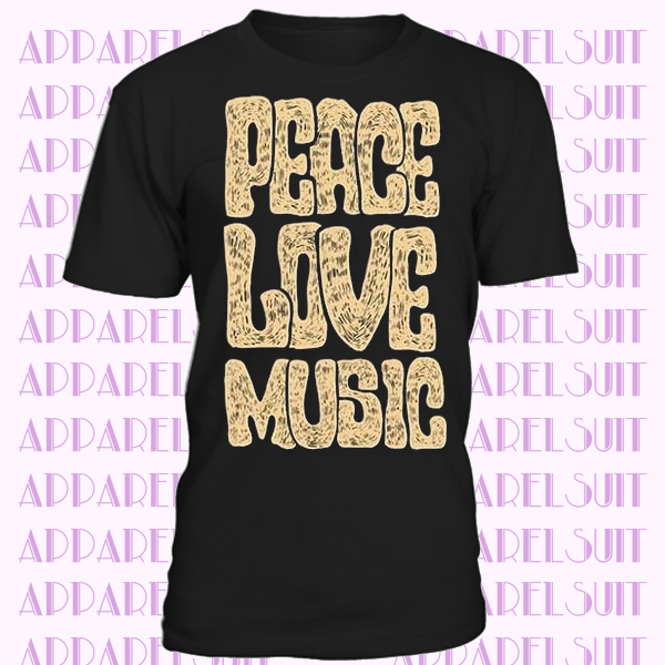 Retro Design Of Peace Love Music