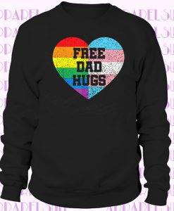 Free Dad Hugs Vintage Pride LGBT Rainbow Flag Family Retro