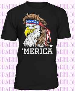 Merica Bald Eagle T-Shirt USA Patriotic American Flag Mullet 4th July