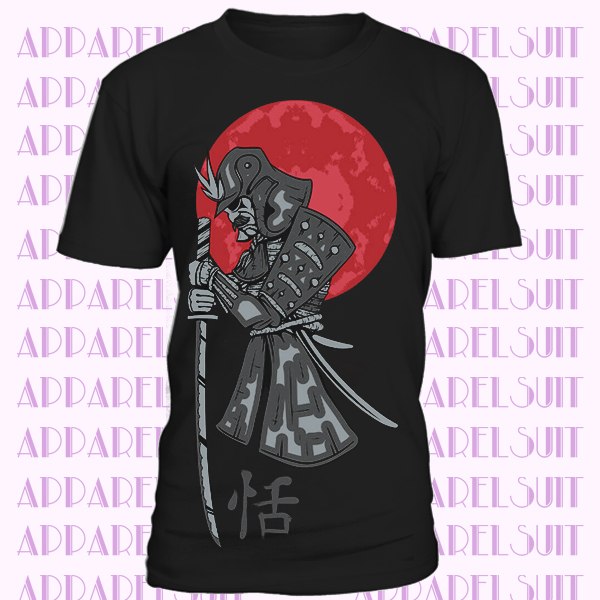 Japanese Samurai red moon ronin warrior