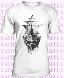 Pirate Ghost Ship T Shirt Jolly Roger Skull Crossbones Scallywag Blackbeard