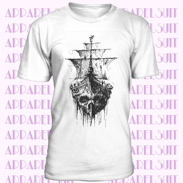 Pirate Ghost Ship T Shirt Jolly Roger Skull Crossbones Scallywag Blackbeard