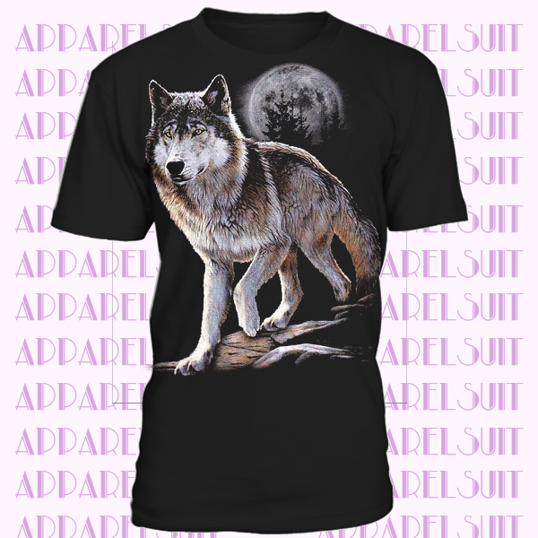 TEE SHIRT NOIR Haute Qualité. LOUP WOLF