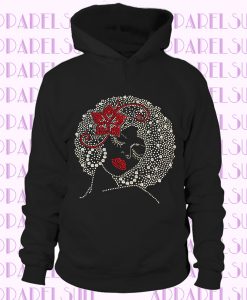 Afro Girl with Red Flower Hoodie