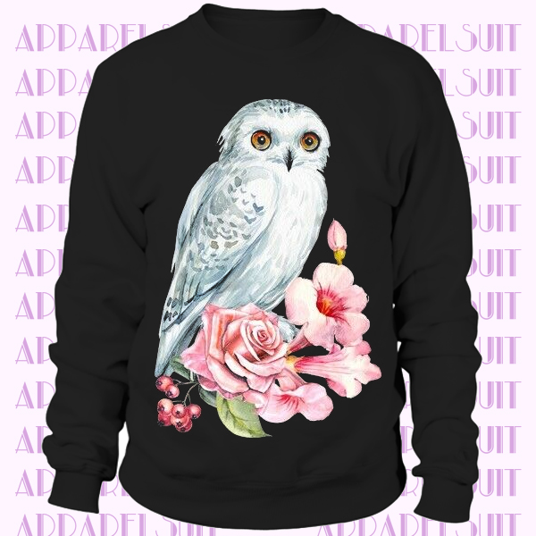 Christmas Owl With Pink Flowers Sweatshirt