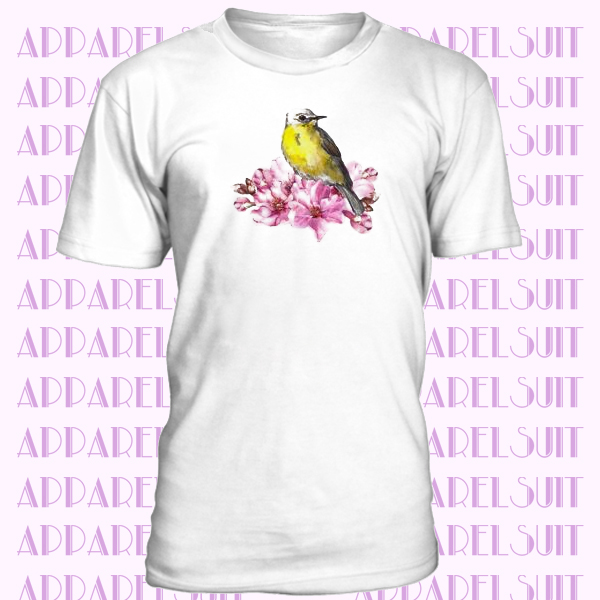 Cute Bird Cherry Blossom Flowers T-shirt