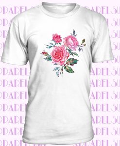 Cute Pink Lovely Rose Flowers Women's T_shirt