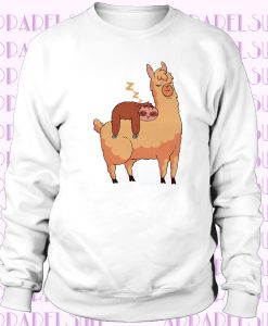 Cute Sloth Sleeping On Llama Sweatshirt