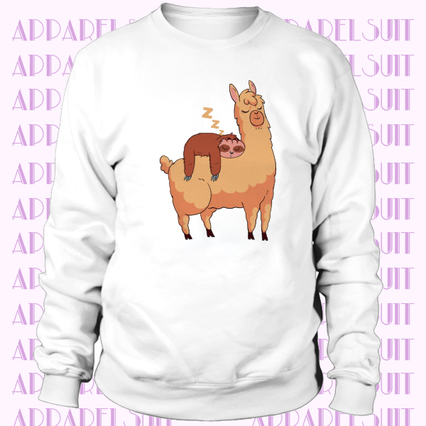 Cute Sloth Sleeping On Llama Sweatshirt