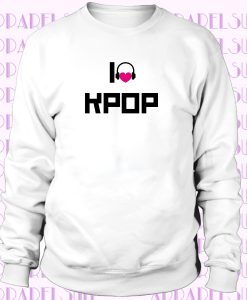 I Love K Pop Headphones Heart Graphic Sweatshirt