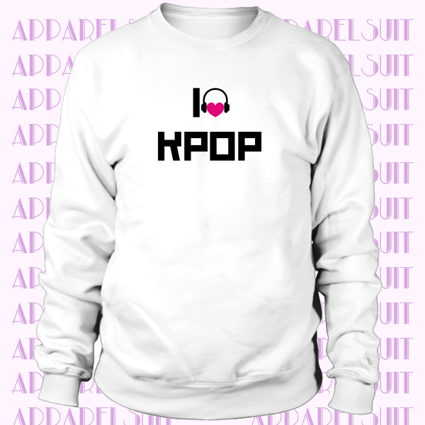 I Love K Pop Headphones Heart Graphic Sweatshirt